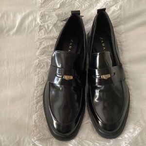 Zara new with tags womens size 10 patent leather penny loafers
